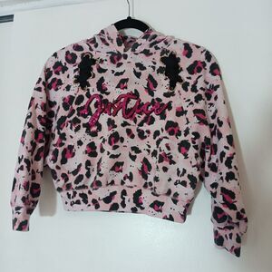 Justice Y2K Cheetah Print Girl S (7-8) Pullover Hoodie Lace Sequin Revival Bimbo